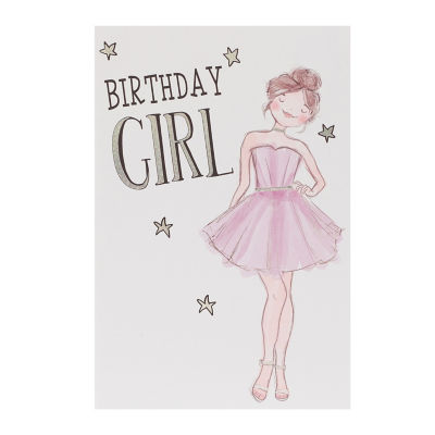 Girl in Dress Birthday Card