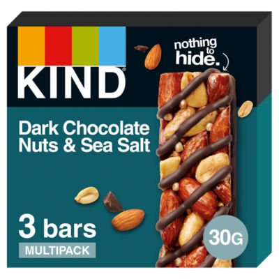 Dark Chocolate Nuts & Sea Salt Bars 3 x 30g (90g) thumbnail 2
