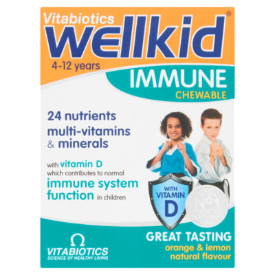 Vitabiotics  Immune Chewable Orange & Lemon Natural Flavour 4-12 Years 30 Chewable Tablets thumbnail 2