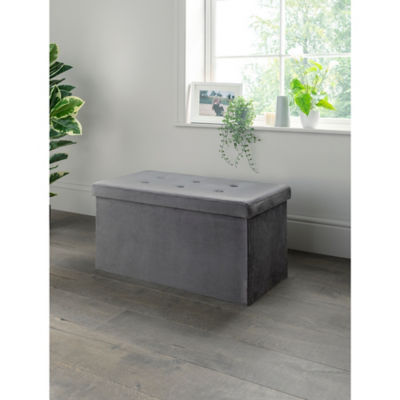 Velvet Storage Ottoman thumbnail 2