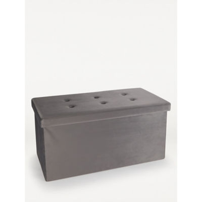 Velvet Storage Ottoman thumbnail 3