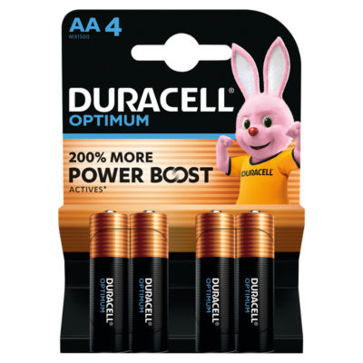 DURACELL Optimum AA Batteries (4 Pack) – Power Boost Alkaline Batteries 1.5V