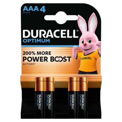 DURACELL Optimum AAA Batteries (4 Pack) – Power Boost Alkaline Batteries 1.5V
