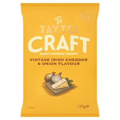 Craft Hand Cooked Crisps Vintage Irish Cheddar Onion Flavour 125g