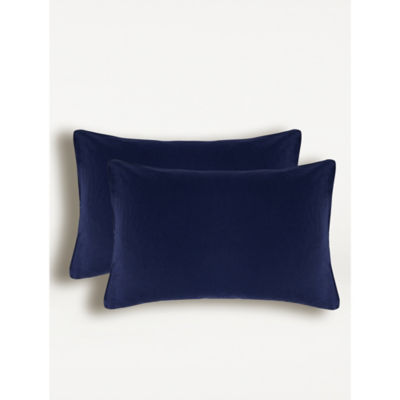 Navy Brushed Cotton Pillowcase Pair thumbnail 2
