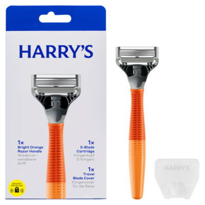 Men's 5 Blade Razor - 1 Razor Handle + 1 Blade Cartridge - Bright Orange