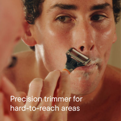 Men's 5 Blade Razor - 1 Razor Handle + 1 Blade Cartridge - Bright Orange thumbnail 4