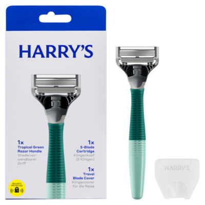 Men's 5 Blade Razor - 1 Razor Handle + 1 Blade Cartridge - Tropical Green