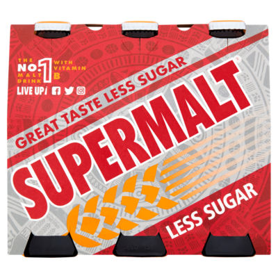 Supermalt Less Sugar Non-Alcoholic Malt Beverage with B Vitamins