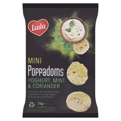 Yoghurt, Mint & Coriander Poppadoms 75g thumbnail 2
