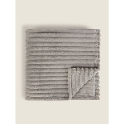 Ribbed Super Soft Throw Grey