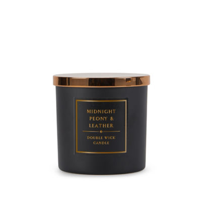 Classic Midnight Peony and Leather Double Wick Candle thumbnail 2