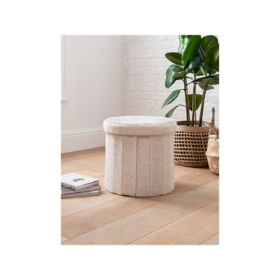 Cream Sherpa Storage Ottoman thumbnail 2