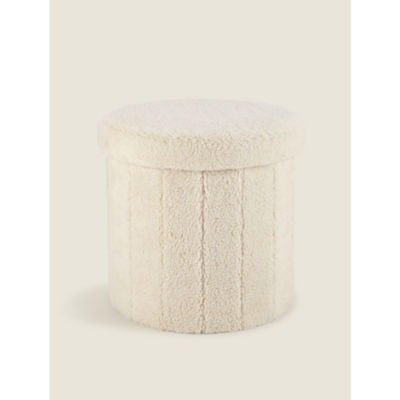 Cream Sherpa Storage Ottoman thumbnail 3