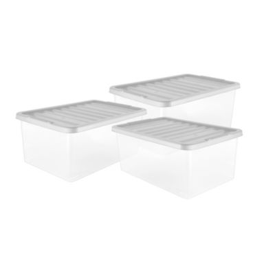 45L Grey Plastic Storage Boxes - Pack of 3 thumbnail 2