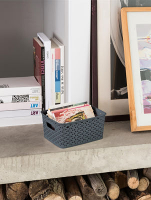 Medium 8L My Style Small Rectangular Storage Basket Anthracite thumbnail 3