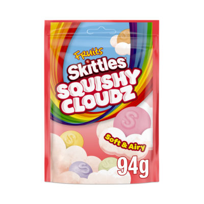 Skittles Squishy Cloudz Chewy Sweets Fruit Flavoured  Sweets Pouch Bag