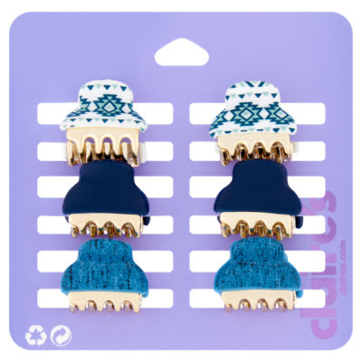 6 Denim Print Hair Claws thumbnail 2