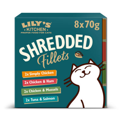 Shredded Fillets Multipack Adult Wet Cat Food 8 x 70g thumbnail 2