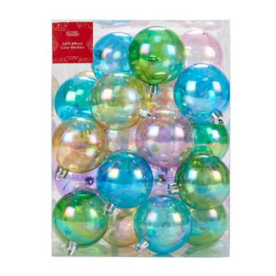 Multi-Coloured Baubles - 36 Pack thumbnail 2