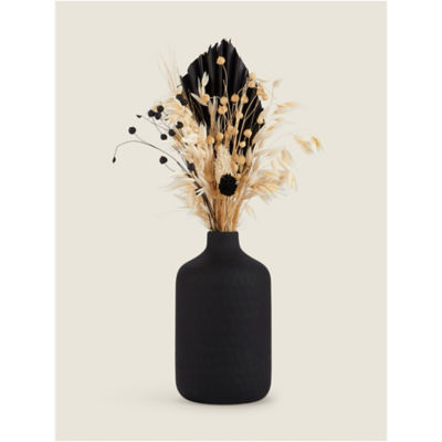 Dried Floral Arrangement in Black Vase thumbnail 2