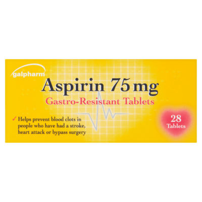 Aspirin 75mg Gastro-Resistant 28 Tablets