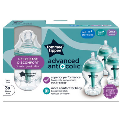 3x 260ml Advanced Anti-Colic Baby Bottles with Breast-Like Teats thumbnail 2