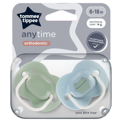 2x Anytime Soothers, Symmetrical, BPA Free, Steriliser Pod, 6-18m thumbnail 2