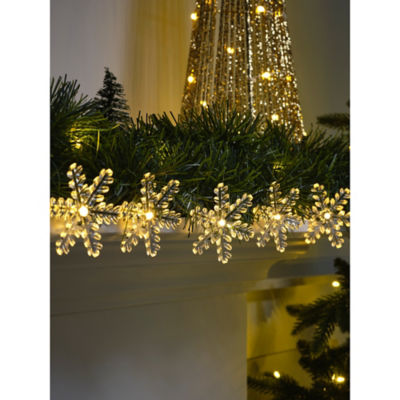 White Christmas Snowflake Battery Operated String Lights