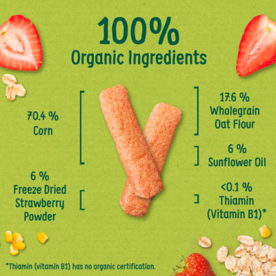 Strawberry Weaning Wands Organic Baby Snacks Puffs 25g 6 months+ thumbnail 3