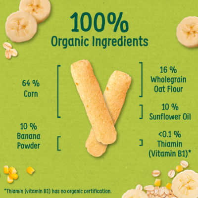 Banana Weaning Wands Organic Baby Snacks Puffs 25g 6 months+ thumbnail 3