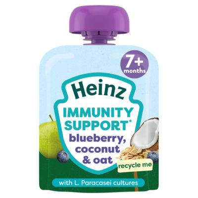 Heinz Immunity Support Baby Pouches, Blueberry Coconut & Oat 7M+