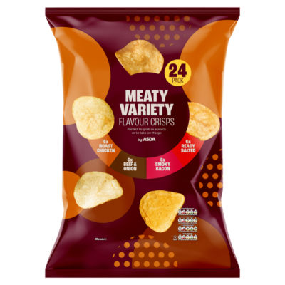 ASDA Meaty Variety Flavour Crisps 24 x 25g (600g)