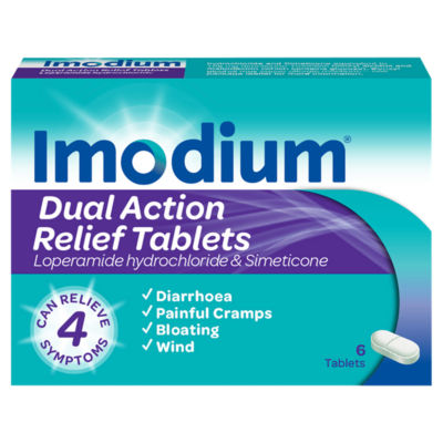 Dual Action Diarrhoea Cramps Bloating + Wind Relief 6 Tablets thumbnail 2