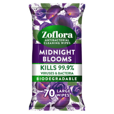70 Midnight Blooms Antibacterial Multi-Surface Cleaning Large Wipes thumbnail 2