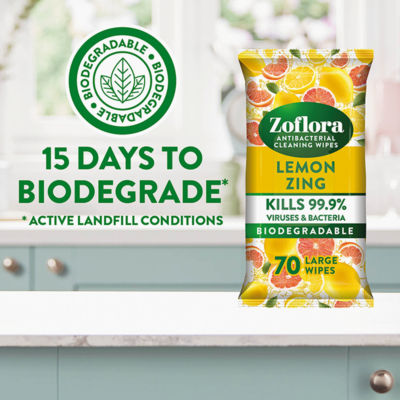 70 Large Lemon Zing Antibacterial Multi-Surface Cleaning Wipes thumbnail 4