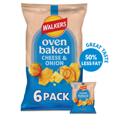 Walkers Baked Cheese & Onion Multipack Snacks Crisps 6 x 22g