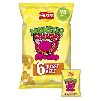Monster Munch Roast Beef Multipack Snacks Crisps 6x20g thumbnail 2