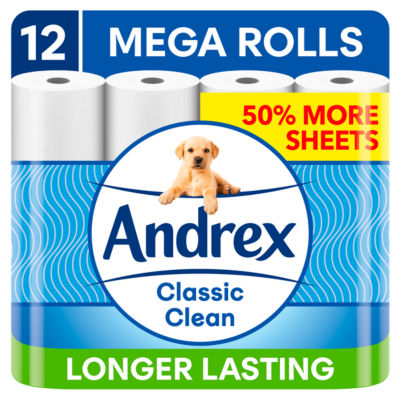Classic Clean Mega Roll Toilet Tissue, 12 Toilet Tissue Mega Rolls