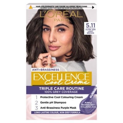 Excellence Cool Crème 5.11 Ultra Ash Light Brown: Anti-Brass, 100% Grey Cover for cool results. thumbnail 2