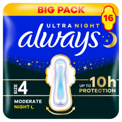 Ultra Sanitary Towels Moderate Night (Size 4) Wings 16 Pads