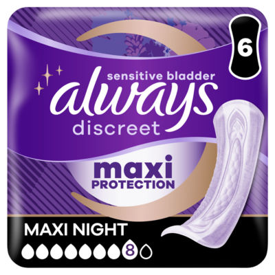 Maxi Night Incontinence Pads Women, 6 Pads thumbnail 2