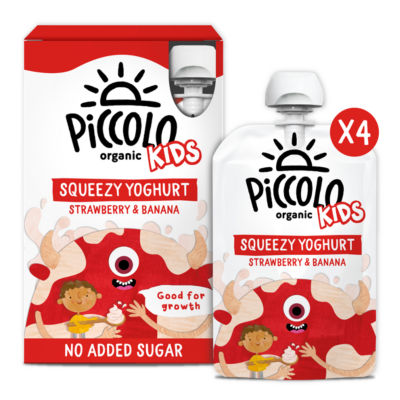 Piccolo Kids Squeezy Yoghurt Strawberry & Banana Multipack