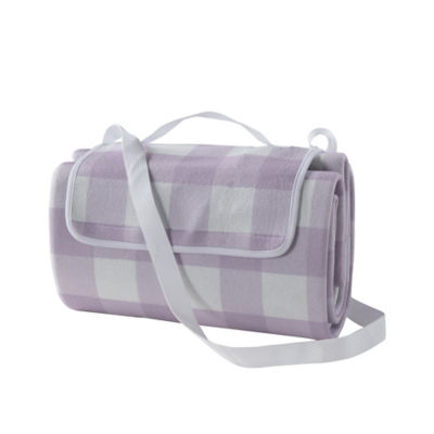 Lilac Gingham Print Picnic Blanket 146x130x0.5cm thumbnail 4
