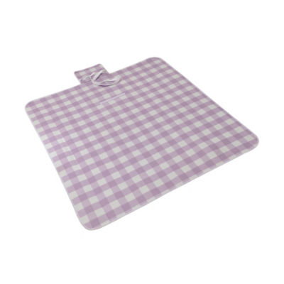 Lilac Gingham Print Picnic Blanket 146x130x0.5cm thumbnail 5