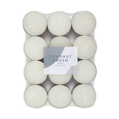 Pastel White Coconut Crush Tealights 24pk