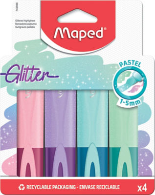 4 Pastel Glittered Highlighters 1-5mm thumbnail 2