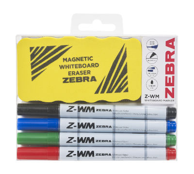 3 Double-Ended Whiteboard Markers and a Magnetic Whiteboard Eraser