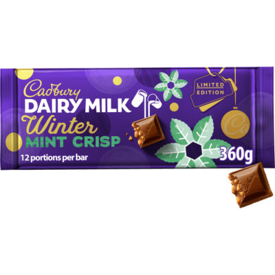 Dairy Milk Limited Edition Winter Mint Crisp Chocolate Bar 360 g thumbnail 2