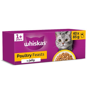 WHISKAS 1+ Cat Pouches Poultry Feasts in Jelly